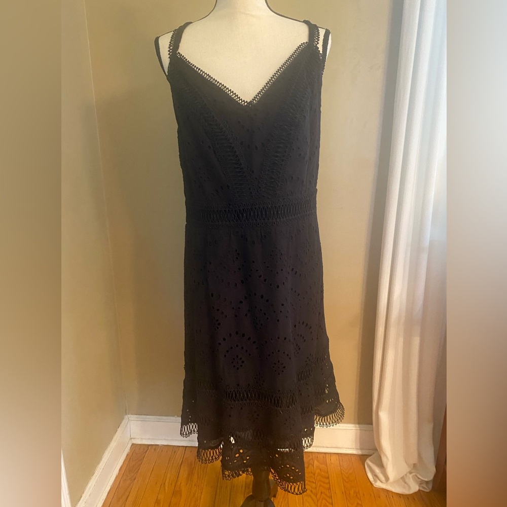 CITY CHIC Fabricia Eyelet Embroidered Mini
Dress in Black; Size XXL/24